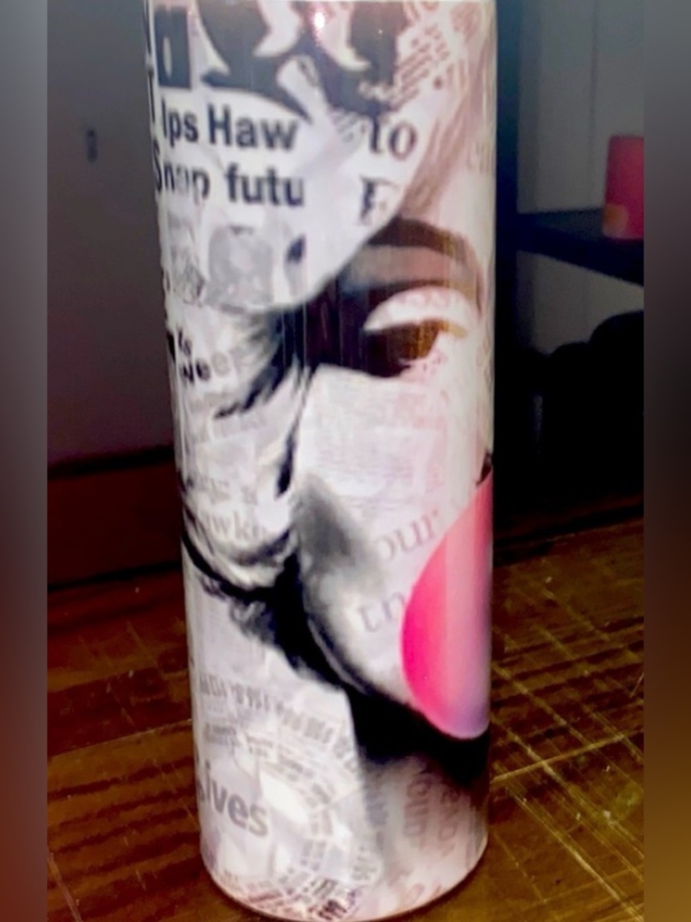 NWT Marylin Monroe Newspaper article tumbler with her face on front very…